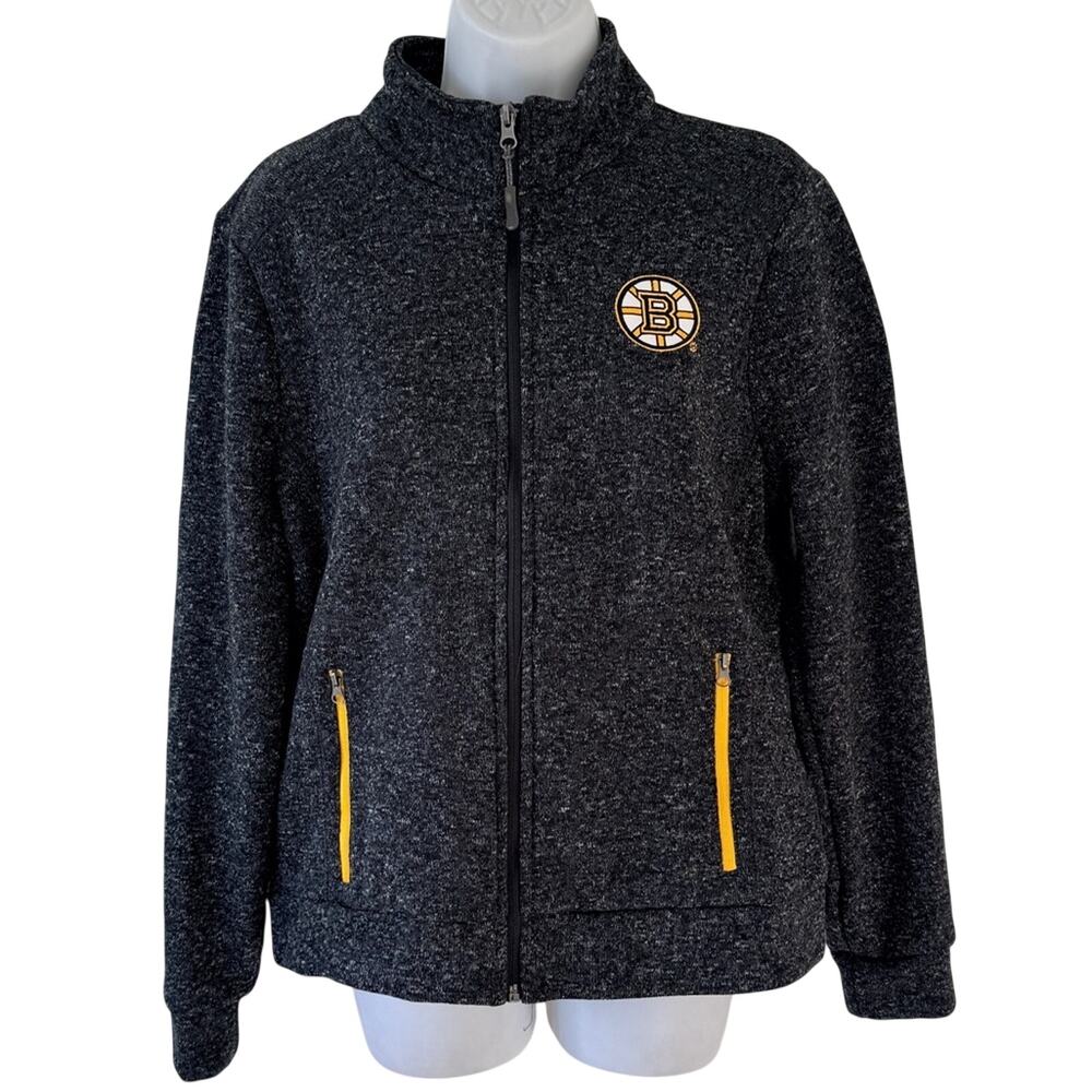 G-III Boston Bruins NHL Hockey Gray Marled Full Zip Jacket Sweatshirt size L